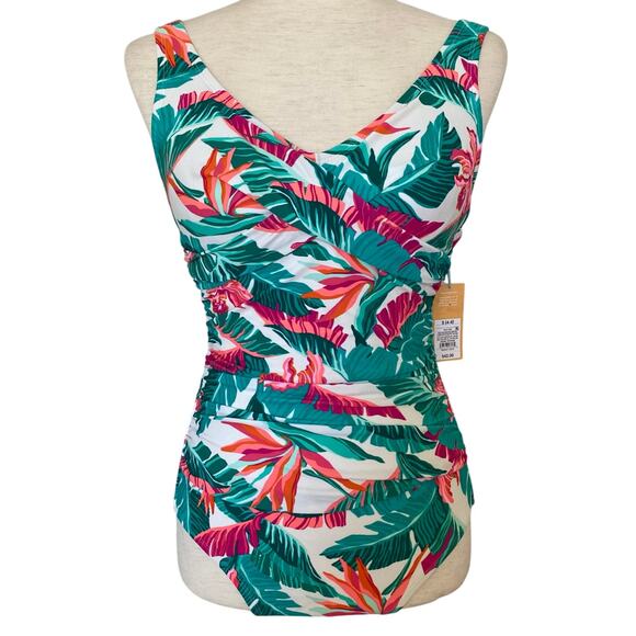 NEW KONA SOL Tropical Floral One Piece Swimsuit Small Colorful Full Coverage - Picture 1 of 7